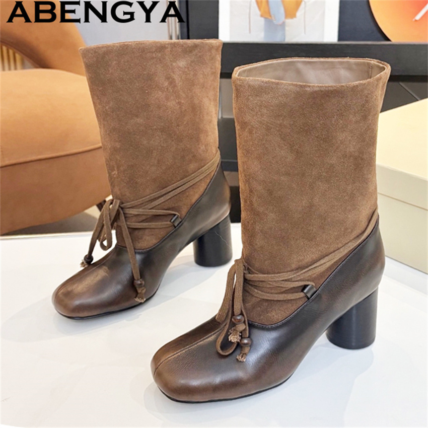ABENGYA Chunky Heel Mid Calf B - огляд і ціна Ethnic Fashion Week