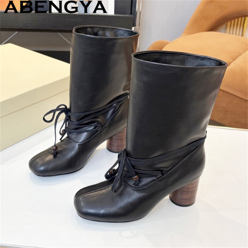 ABENGYA Chunky Heel Mid Calf B - огляд і ціна Ethnic Fashion Week